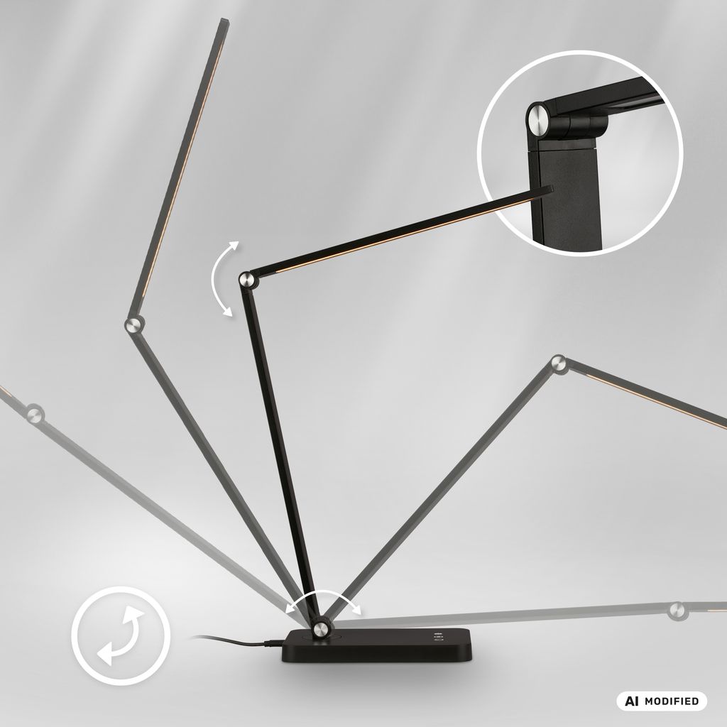 Rick Schreibtischlampe - 4,8W, 400lm, LED, Touch, Dimmbar, CCT, Schwarz