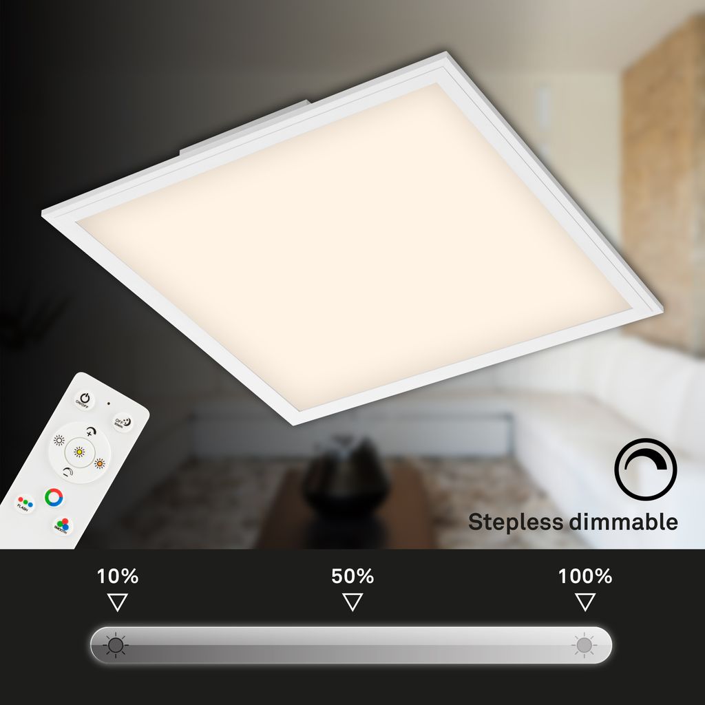 LED Panel Ultraflach RGB CCT Deckenlampe Weiß Dimmbar Kunststoff 24W Briloner 11
