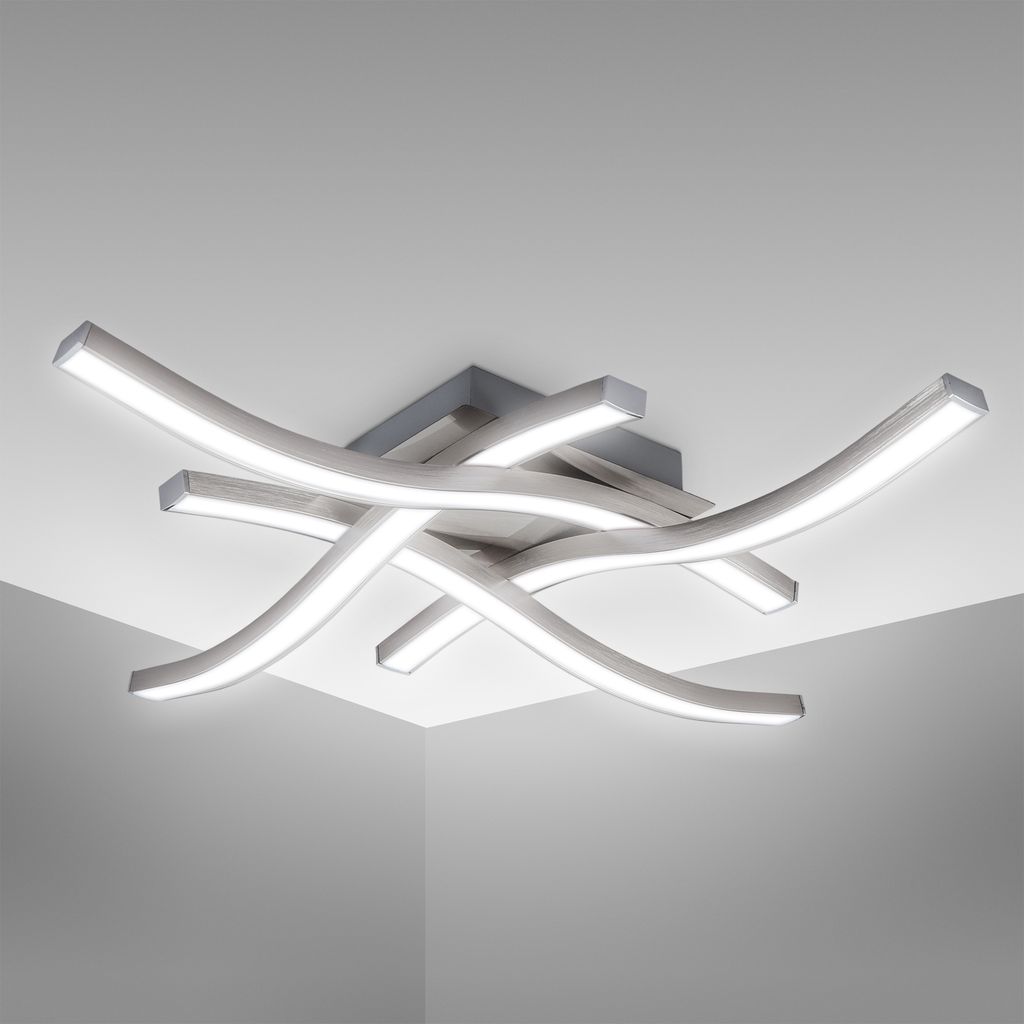 B.K.Licht Elegant Curved Design LED Ceiling Light, 4 Built-in LED Boards Included, 17W 1.520Lm, Neutral White Light 4000K, Modern Ceiling Fixture for Living Rooms and bedrooms 230V IP20