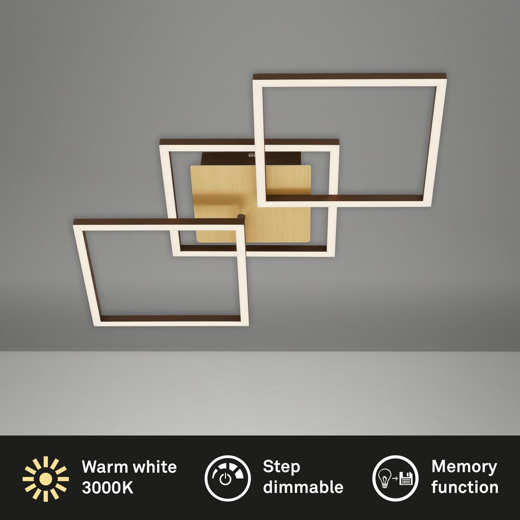 Briloner Leuchten FRAME - Wand-& Deckenleuchte - 3217017 - Stufenweise dimmbar - 3000K warmweiß - Memoryfunktion - Schwenkbar - 76.3 x 36.8 x 7.3 cm 2