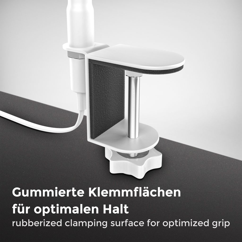 Klemmlampe - 5W, 400lm, LED, mit Stecker, dimmbar, Schwanenhals, warmweiß, weiß