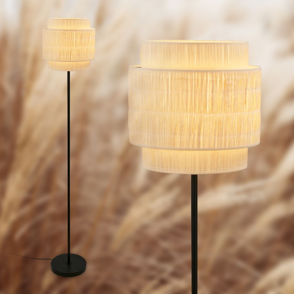 Briloner Papper Stehlampe, Bastschirm, Ein/Aus Fußtaster, Natur