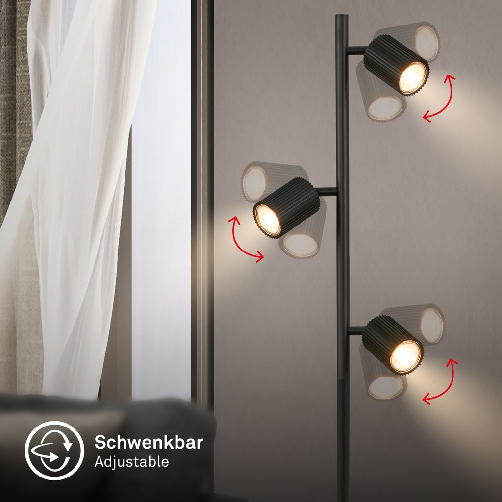 Ida Stehlampe - Schalter, Schwenkbar, GU10 Fassung, max. 9W, Schwarz