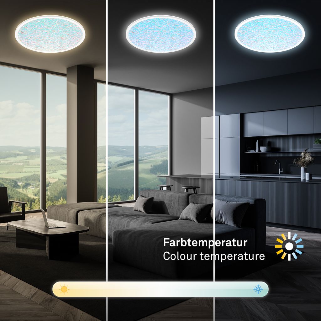 Bikager Deckenlampe Ø42 cm - 22W, 3000lm, LED, Fernbedienung, CCT, Weiß