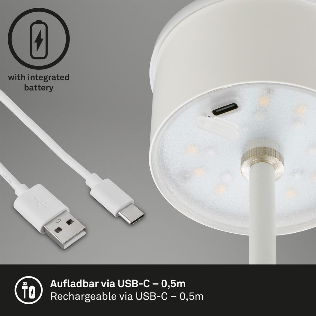 LED Akku-Tischleuchte Tischlampe höhenverstellbar IP44 weiß RGB innen außen 5
