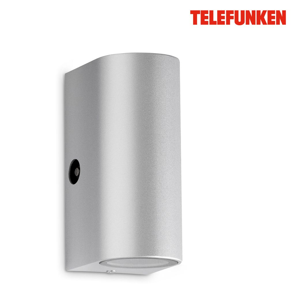 LED Außenleuchte Dämmerungssensor GU10 IP44 5W silber Metall Telefunken 3