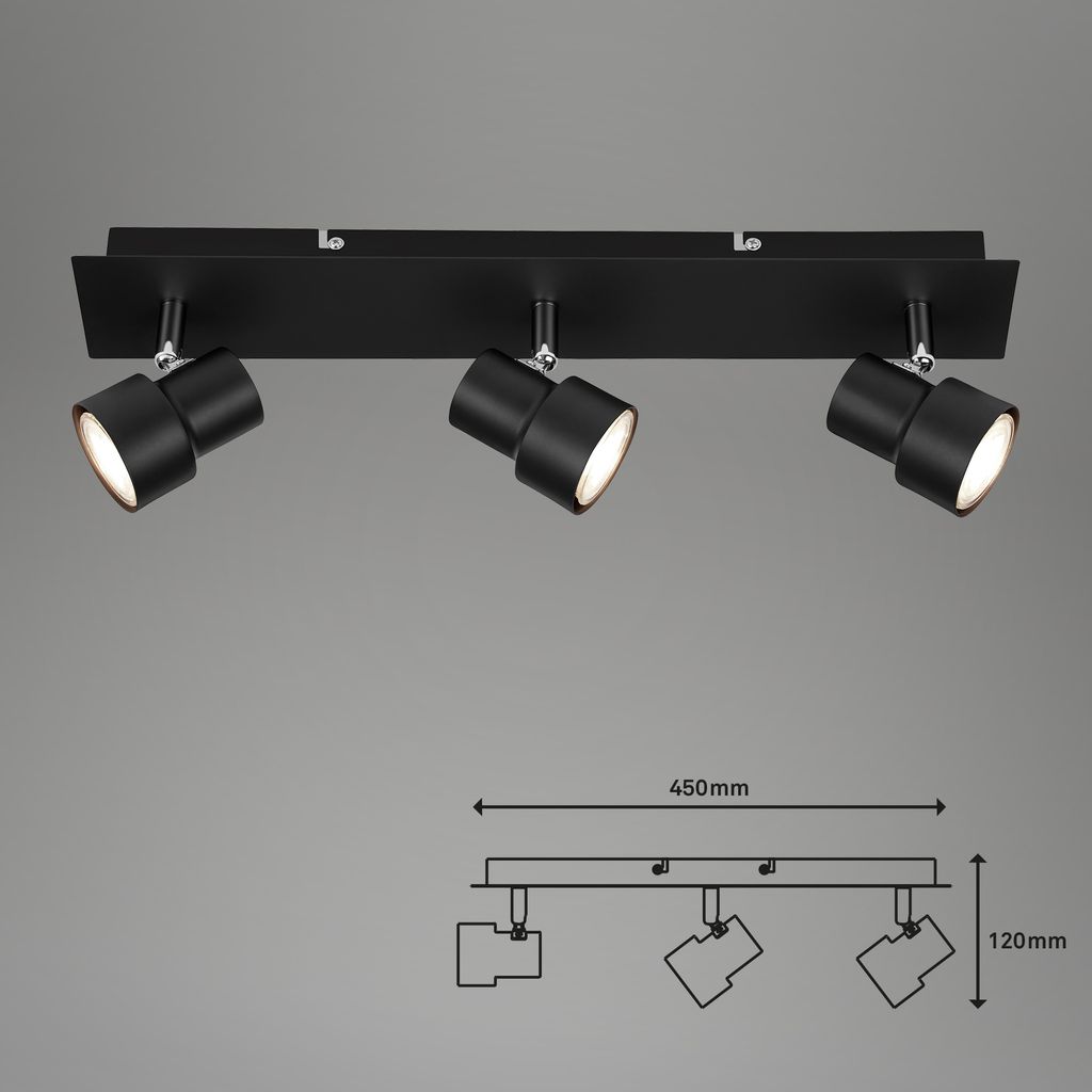 LED Deckenstrahler ? 3-flammig, Spots dreh- & schwenkbar, 15 W, GU10, Warmweiß, Schwarz