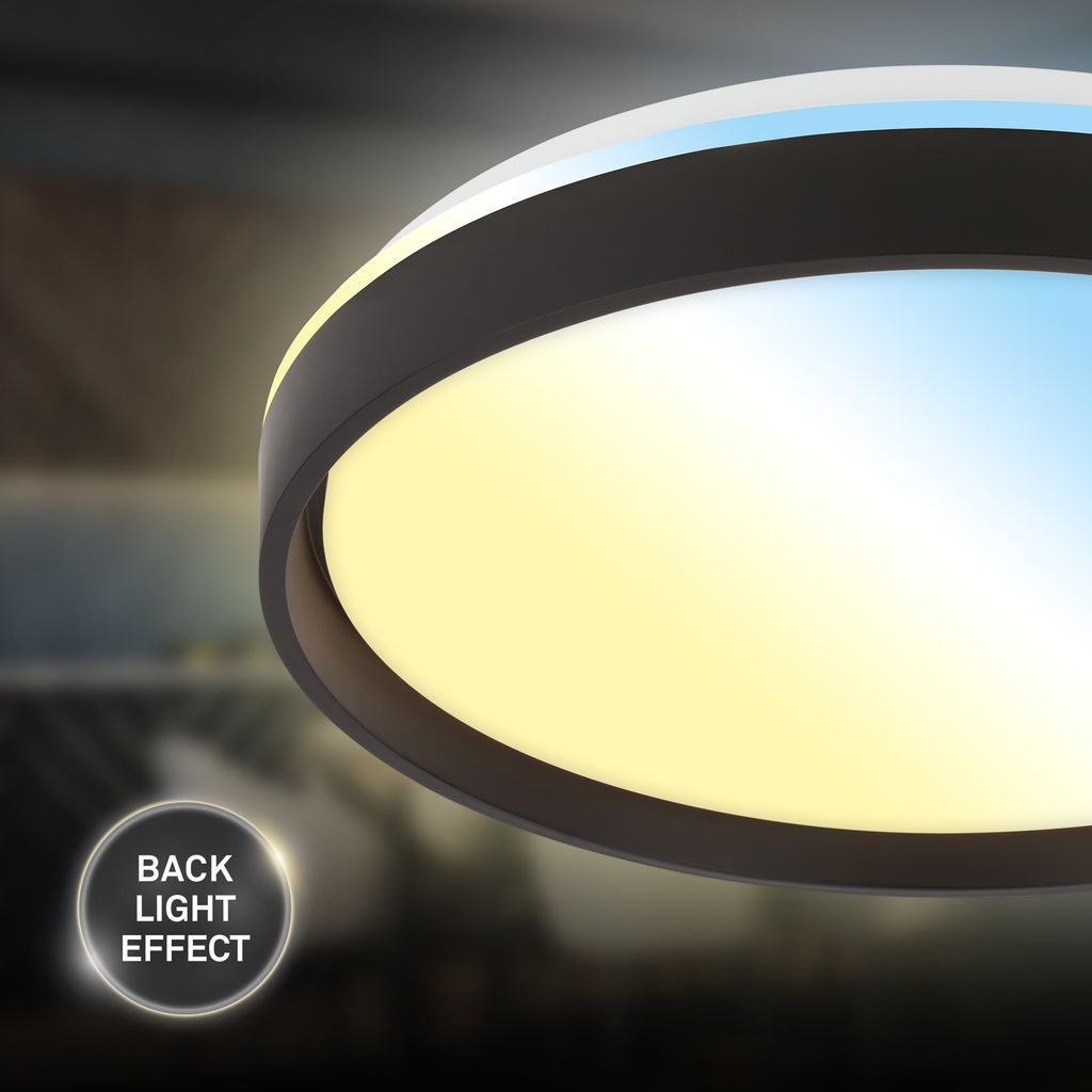 Jus Deckenlampe Ø48 cm - 44W, 4800lm, LED, Dimmbar, Fernbedienung, RGBIC, CCT, Schwarz-Weiß