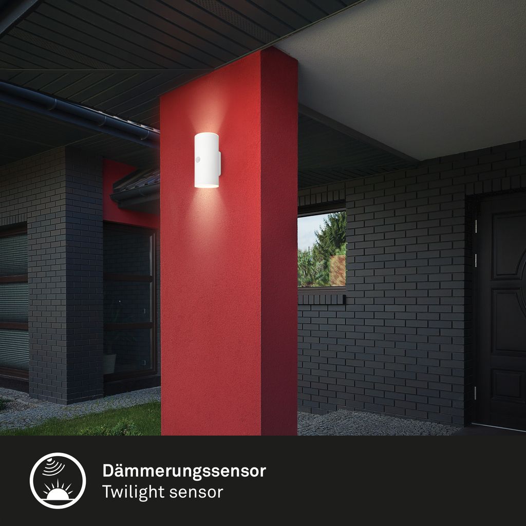Lima LED Wandleuchte Aussen, Bewegungsmelder, Dämmerungssensor, Akku, Weiß