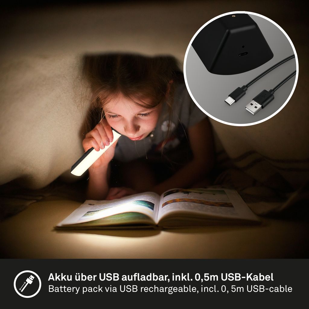 LED Akku-Tischleuchte, 30 cm, Memory, 7W, 700lm schwarz
