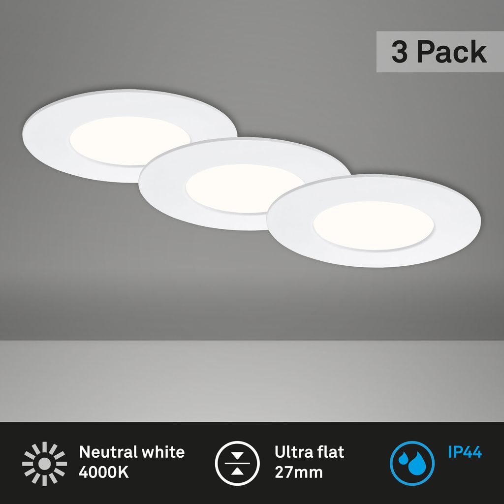 LED Einbauleuchte Badleuchte 3er Set IP44 4.9W weiß Kunststoff Ø8.5 cm Briloner 2