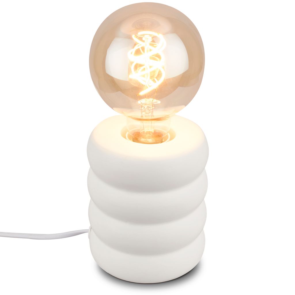 Foam Tischlampe - mit Schalter, Keramik, E27 Fassung, Weiß-matt