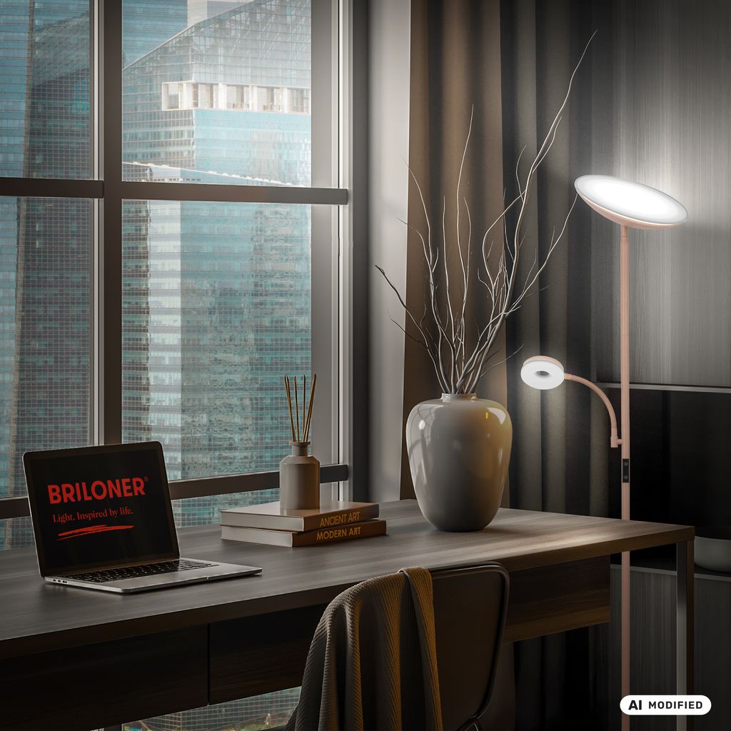 Sira Floor Lamp - Dimmable, LED, Reading Arm, CCT, Beige