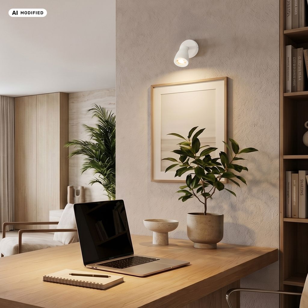 Riff Wandlampe Ø8 cm - 3,5W, 400lm, LED, Schwenkbar, Warmweiß, Altweiß