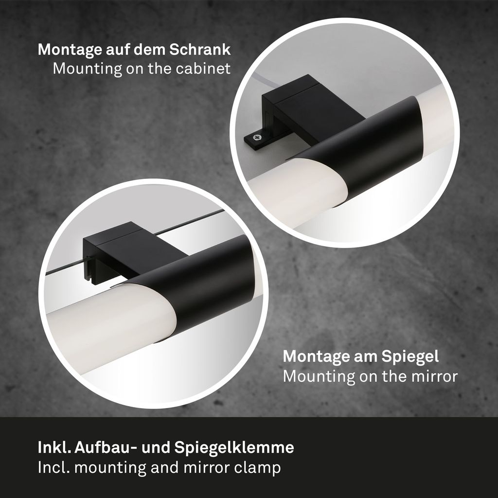 LED Bad-Spiegelleuchte. schwarz. LED/7W 4