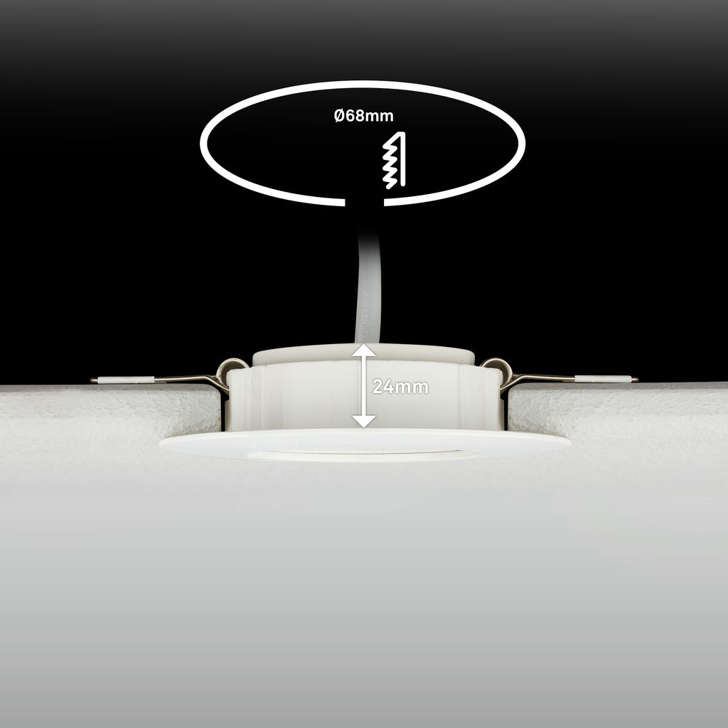 Dimara LED Einbaustrahler 68mm 3er Set - 230V, 4,9W, 460lm, CTS Schalter, Weiß