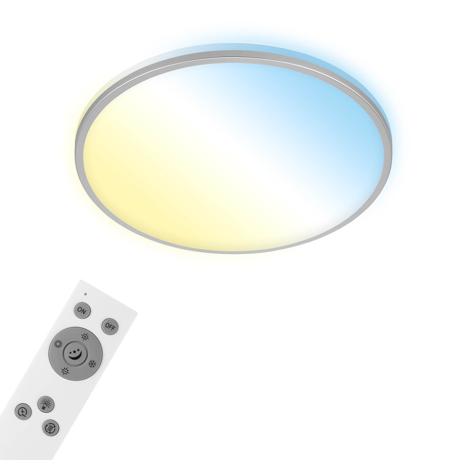 CCT LED Deckenleuchte, Ø 49 cm, 42 W, 4500 lm, Chrom