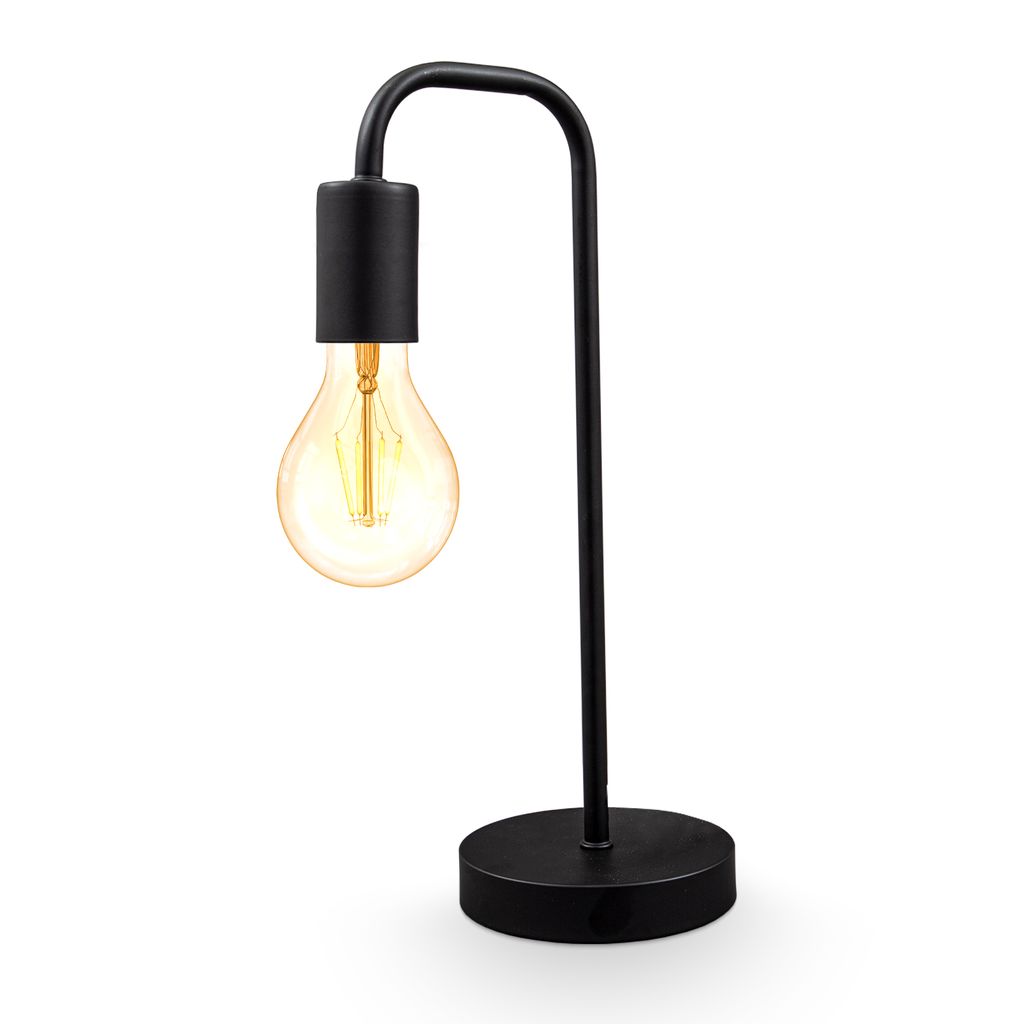Nachttischlampe - mit Schalter, retro, max. 10W, E27 Fassung, schwarz