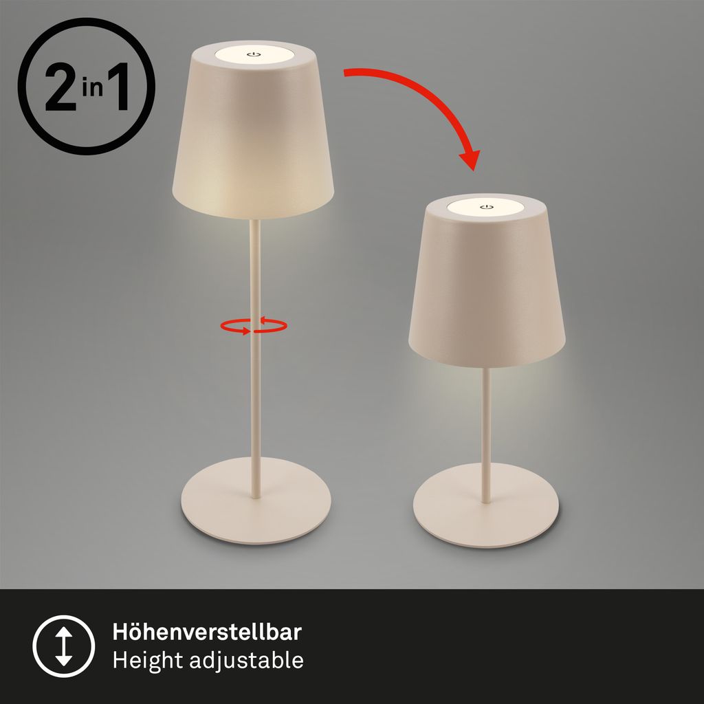 Tischlampe Akku Tischleuchte Kabellos Touch höhenverstellbar Akku tauschbar 10
