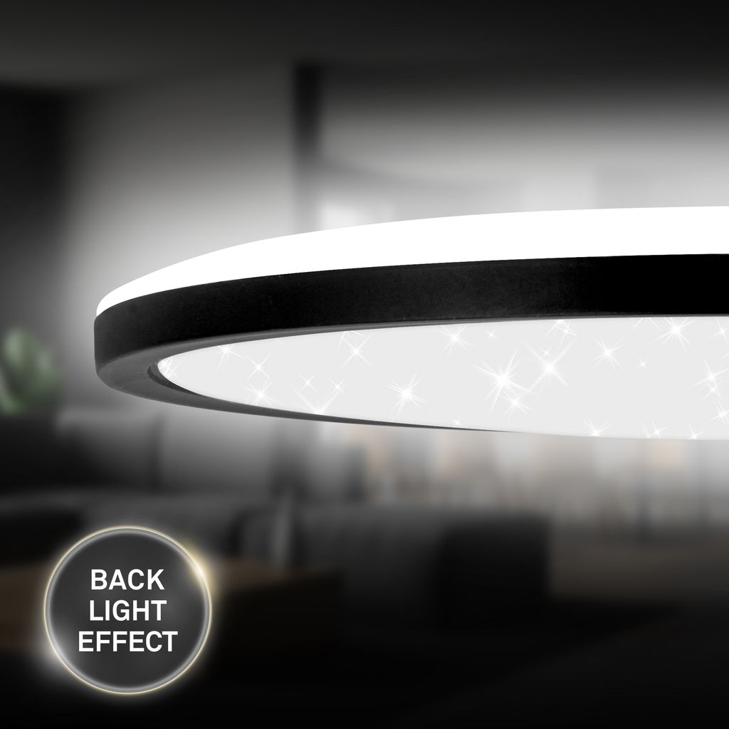 Slim LED Panel Ø37,5 cm - 22W, 3000lm, Sternenhimmel, Neutralweiß, Schwarz