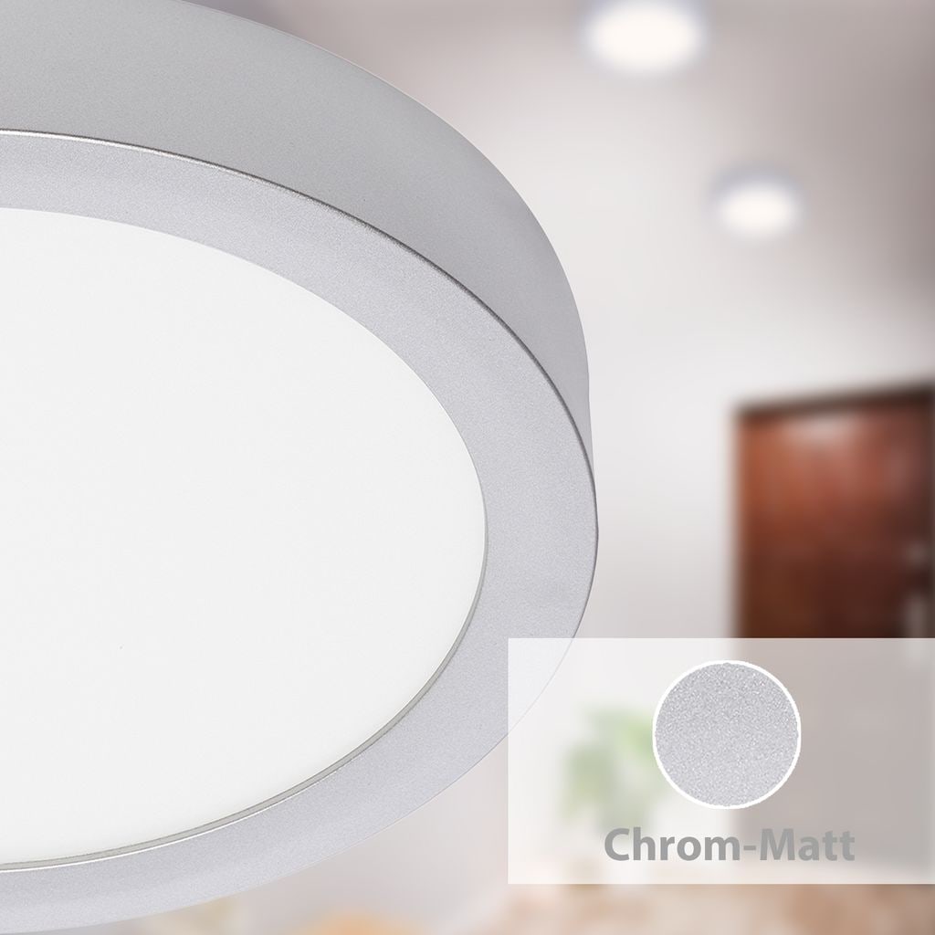 LED Deckenleuchte, Ø 22,5 cm, 16,5 W, Chrom-Matt