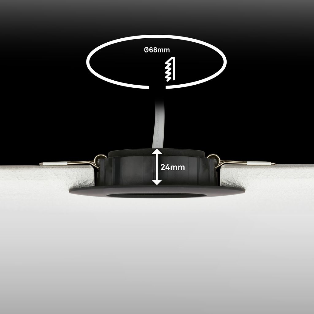 Dimara LED Einbaustrahler 68mm 3er Set - 230V, 4,9W, 460lm, CTS Schalter, Dimmbar, Schwarz