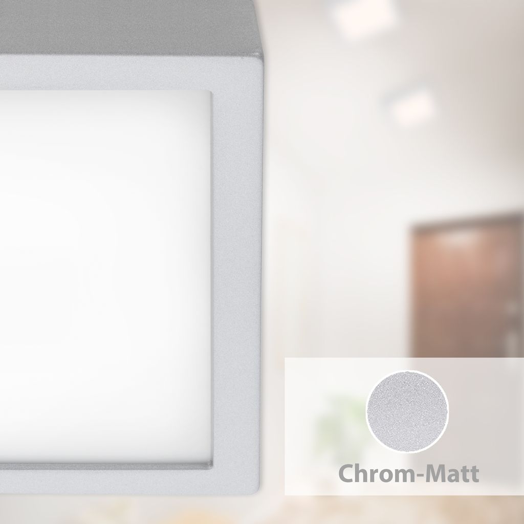 LED Aufbauleuchte Deckenlampe 21 W Quadratisch 4000K Chrom-Matt Briloner 5