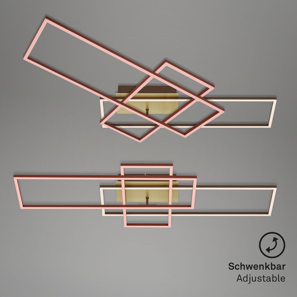 Frame LED ceiling light, dimmable, CCT, remote control, gold-coloured
