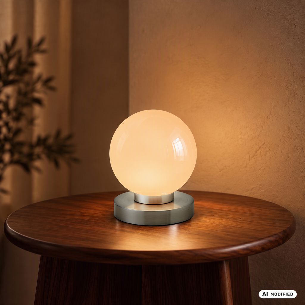 Nachttischlampe - touch, dimmbar, LED, E14 Fassung, Glas, chrom