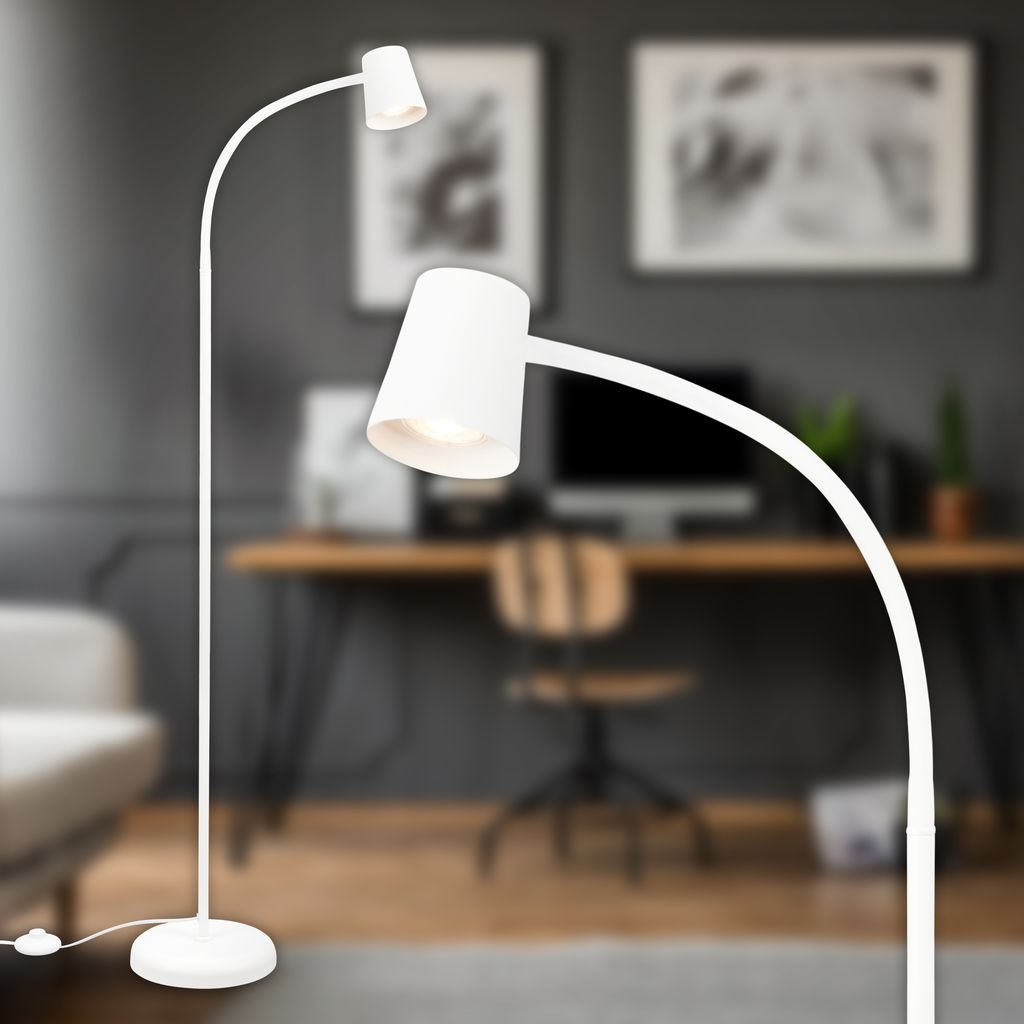 BRILONER Stehleuchte. mit Fußschalter. flexibler Lampenkopf. Stehlampe. 127.5 cm. 1x GU10. max. 9W. weiß 6