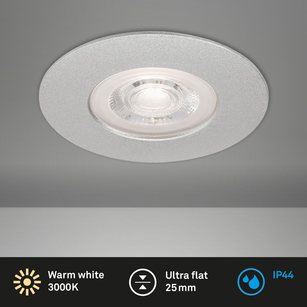 LED Einbauleuchte, Ø 9 cm, 5 W, Chrom-Matt