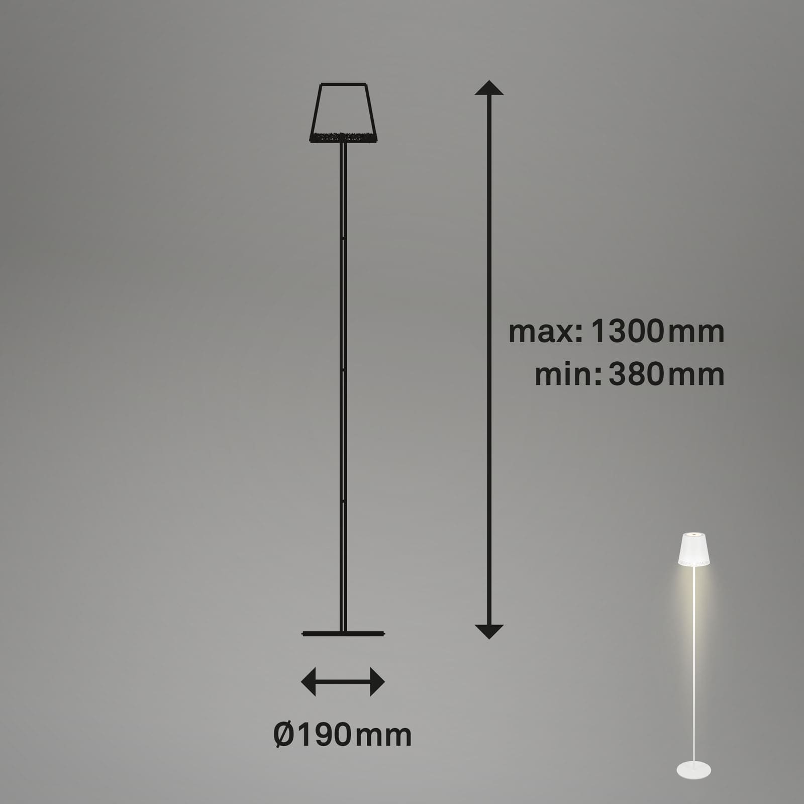 LED Akku-Stehleuchte 130 cm 3,5 Watt 400lm weiß