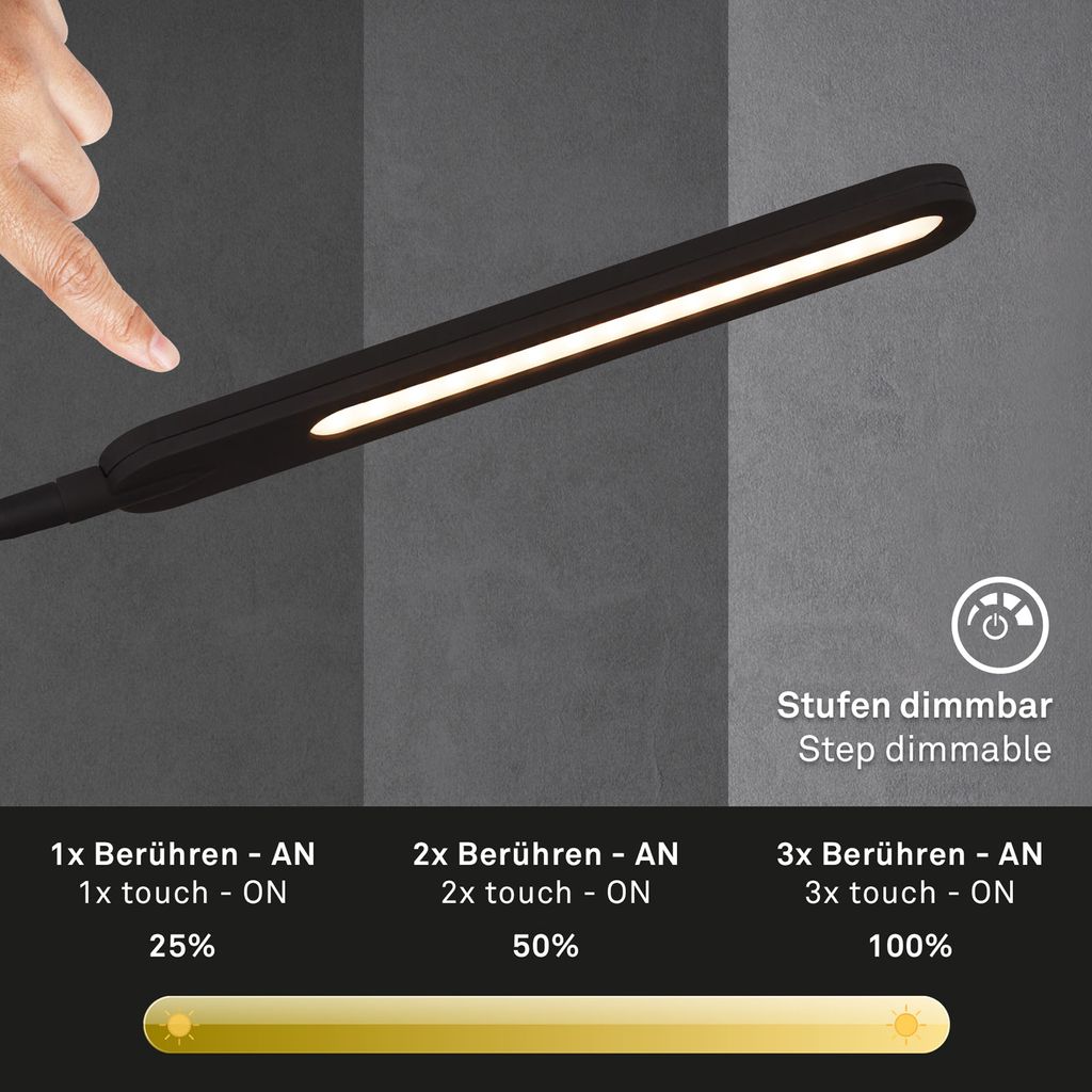 LED CCT Aanraking Clip-on armatuur 110 cm 8W 600lm zwart