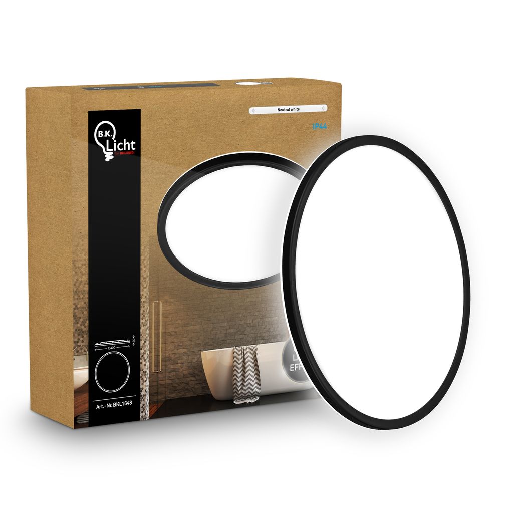 LED Deckenlampe LED Panel Deckenleuchte Flach IP44 Neutralweiß Indirektes Licht 0