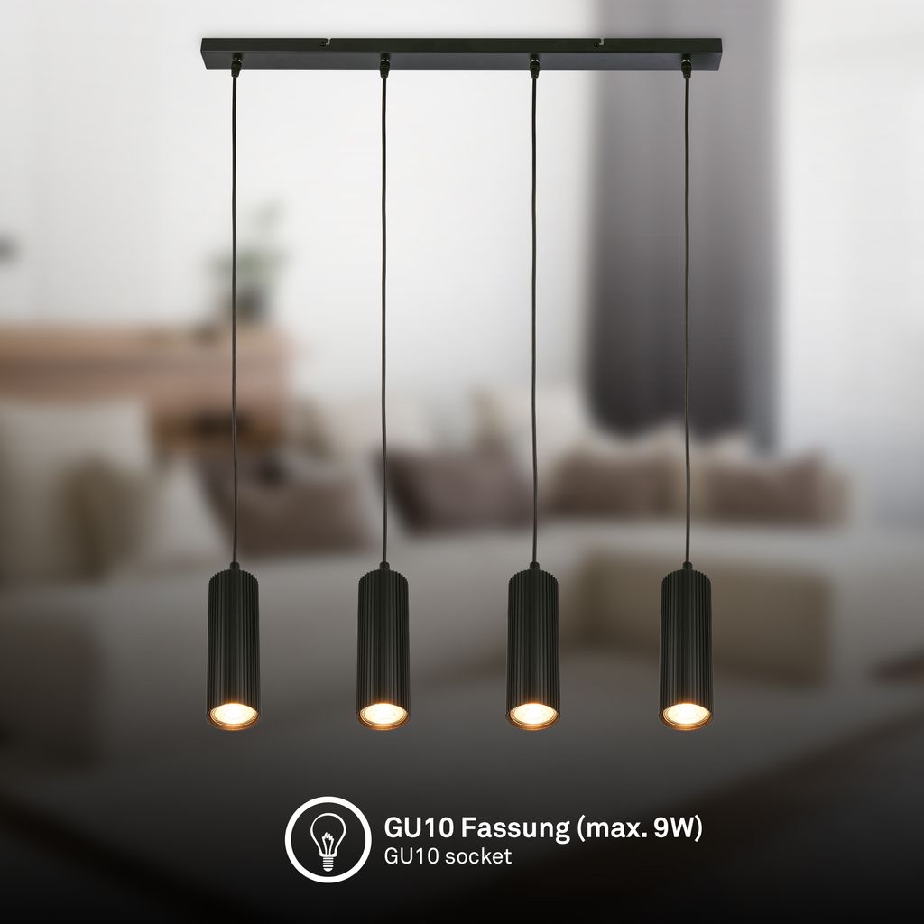 Ida Pendelleuchte - GU10 Fassung, max. 9W, Höhenverstellbar, Schwarz