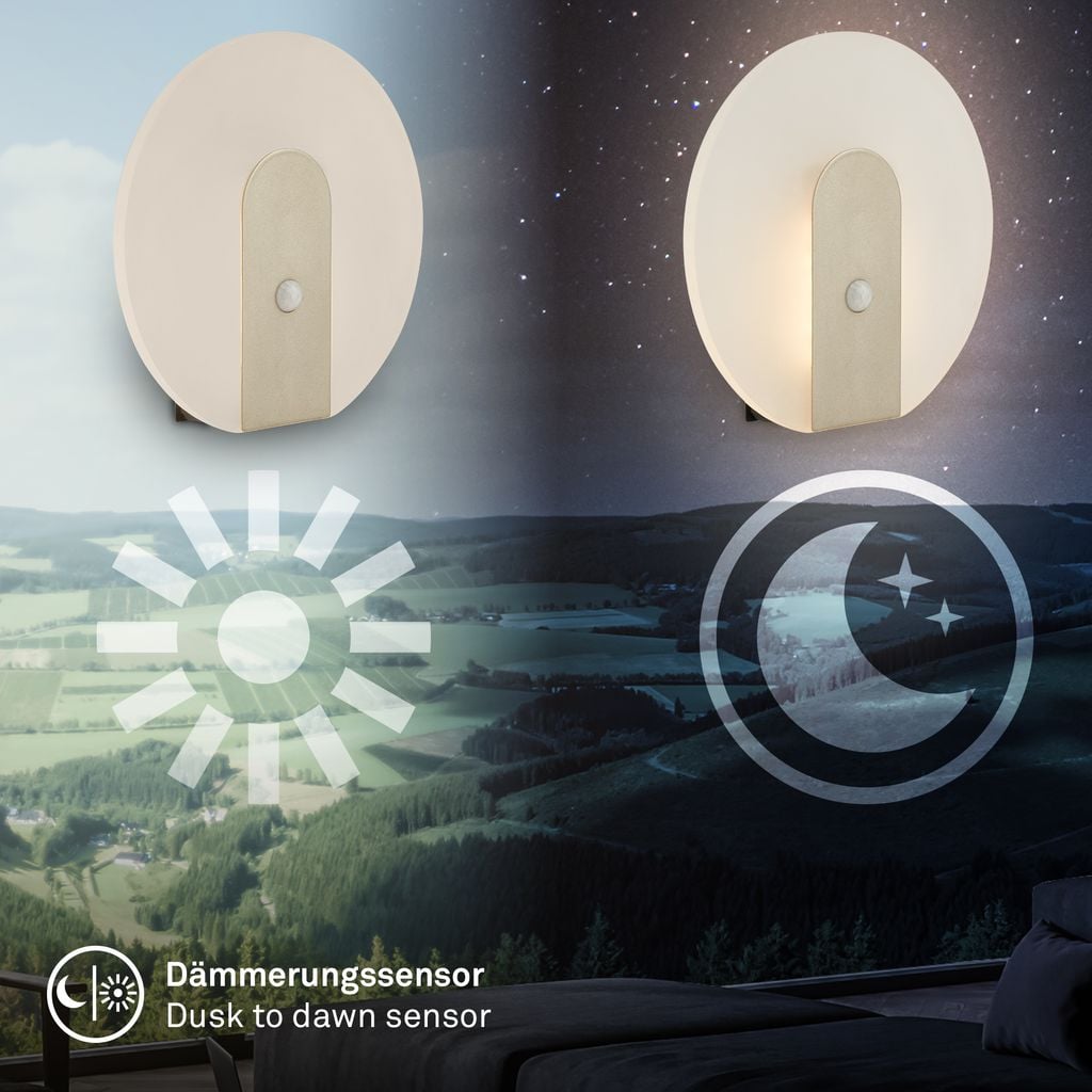 Taro Wandleuchte - 2,5W, 100lm, ohne Stromanschluss, LED, mit Bewegungsmelder, Nickel-Matt
