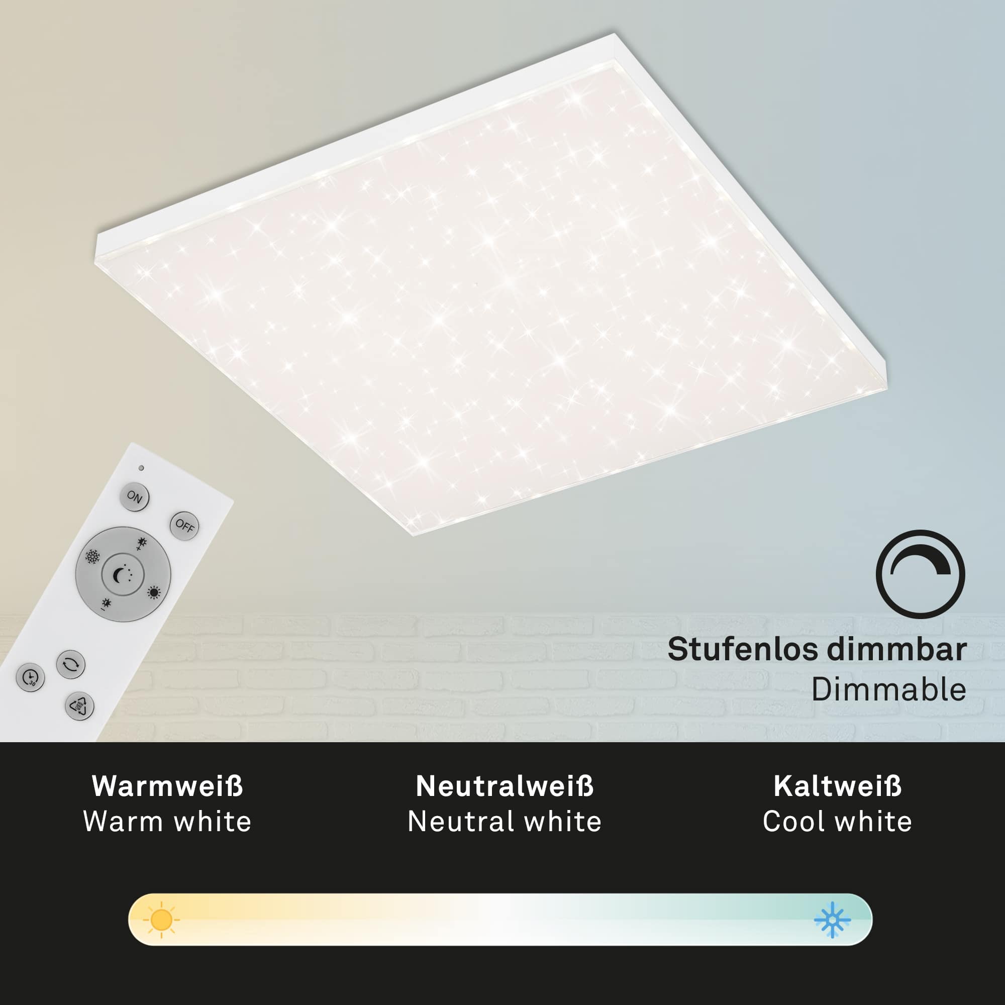 CCT LED Panel, 59,5 cm, 38 W, Weiß