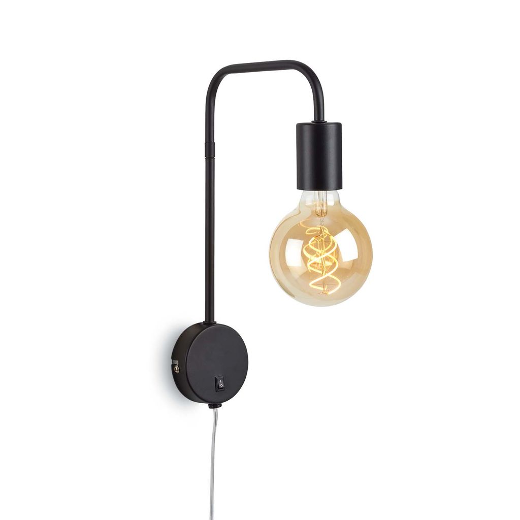 Clip-on/plug-in armatuur 35,5 cm 1x exkl. E27 10W zwart