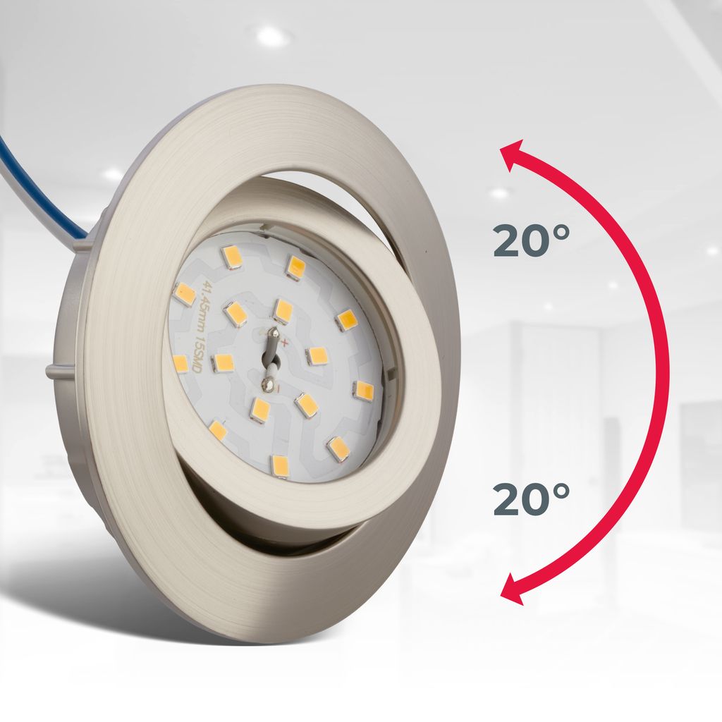 Einbauspot 68mm 5er Set - 230V, 5,5W, 470lm, LED, dimmbar, warmweiß, matt-nickel