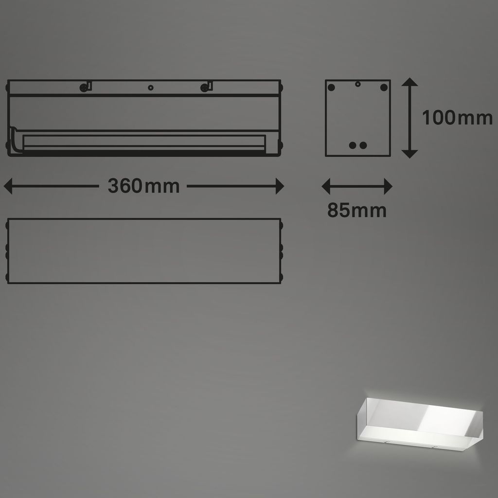 LED Wandleuchte 36 cm 8W 800lm chrom