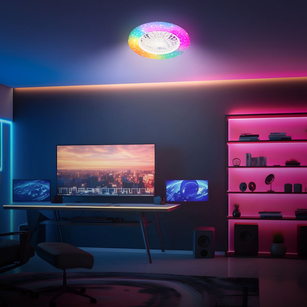 LED Deckenlampe Ventilator Deckenventilator Dimmbar Fernbedienung CCT RGB 48.5cm 8