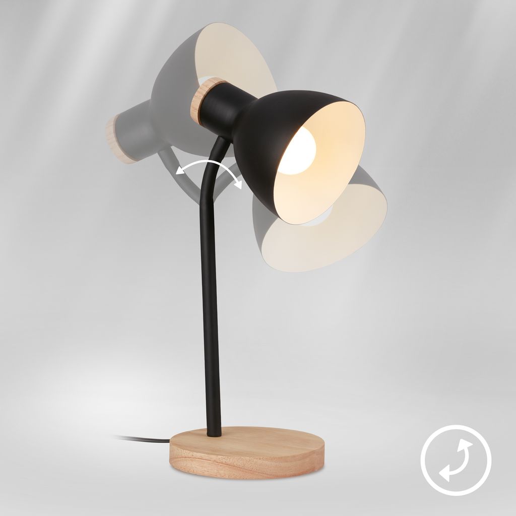 Prep Tischlampe - mit Schalter, E14 Fassung, max. 10W, Schwarz-Holz