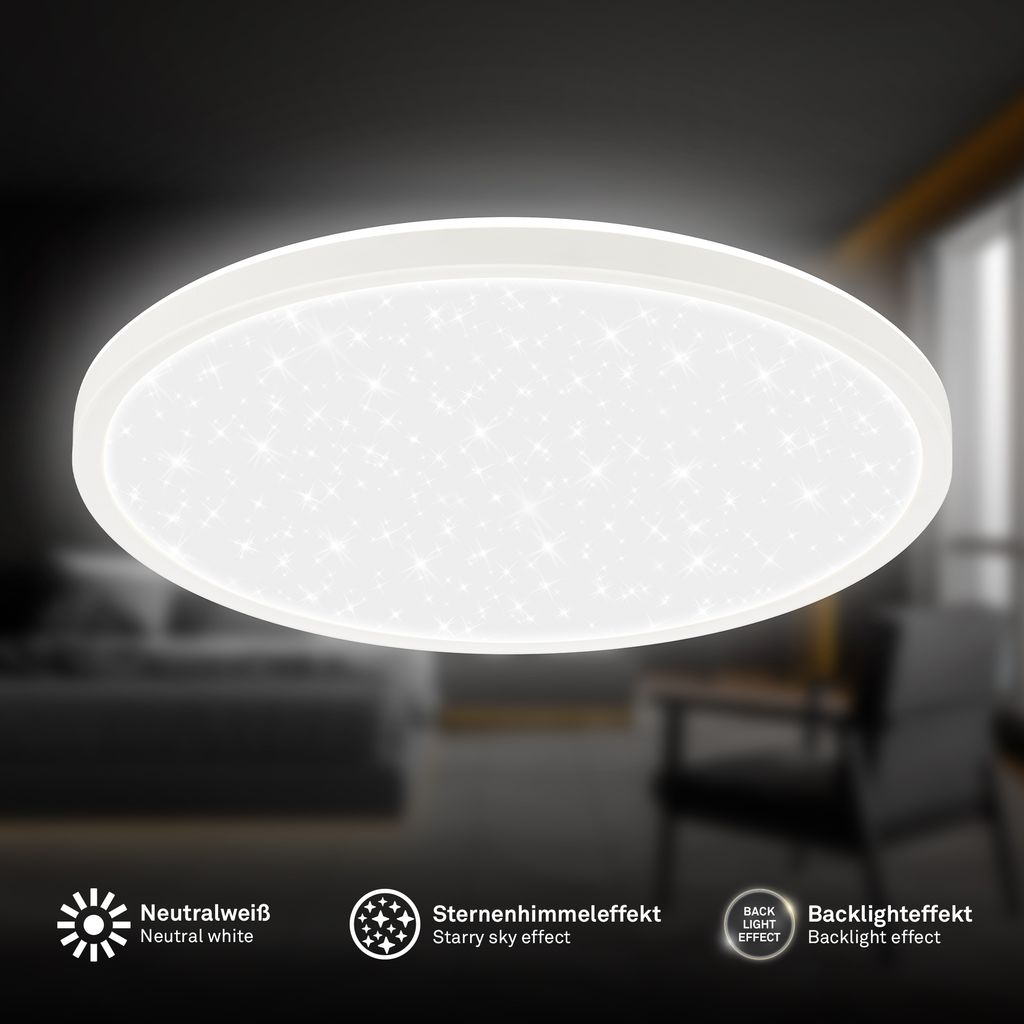 Slim LED Panel Ø29.3 cm - 18W, 2400lm, Starry Sky, Neutral White, White
