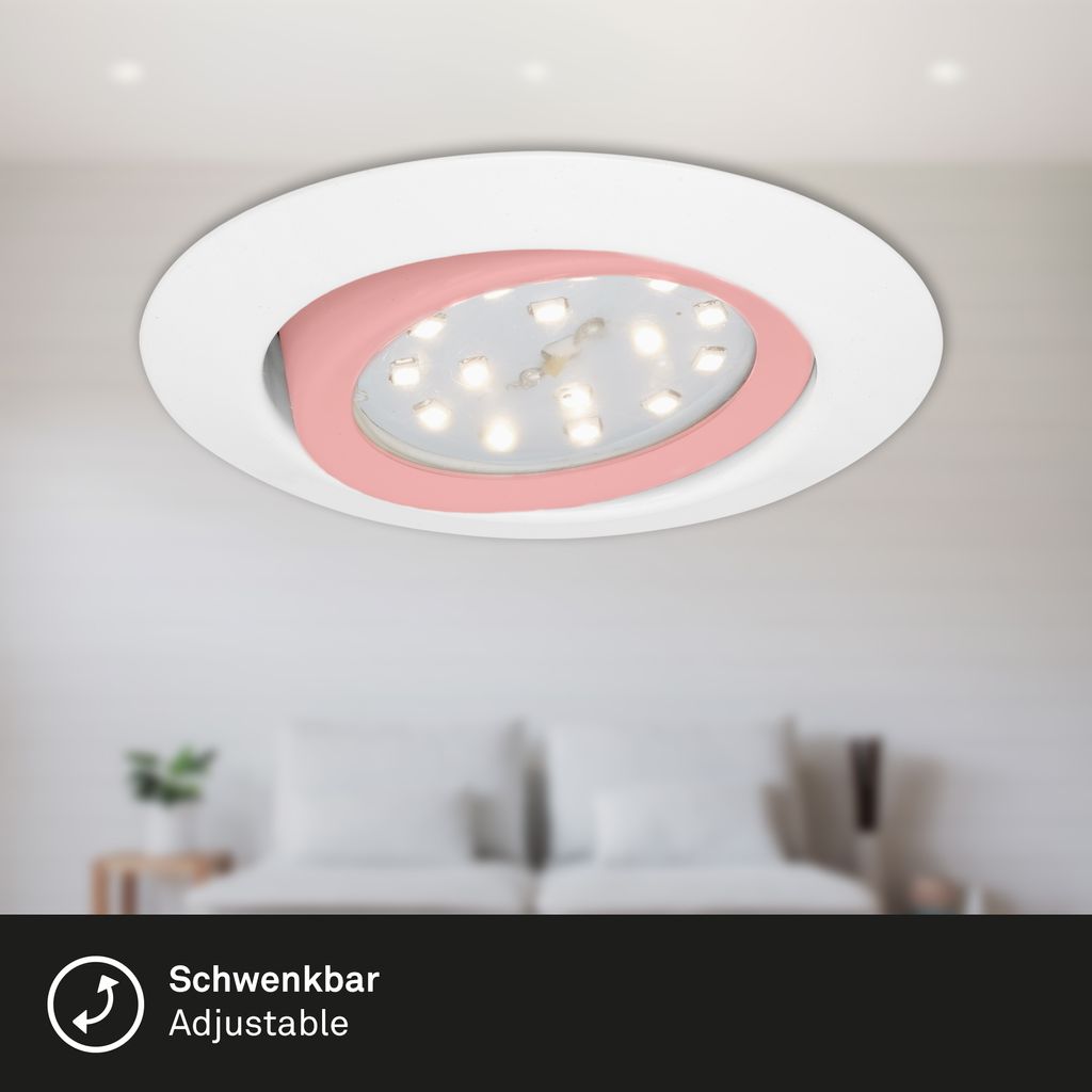 3er Set LED Einbauleuchte, Ø 8,2 cm, 3 W, Weiß