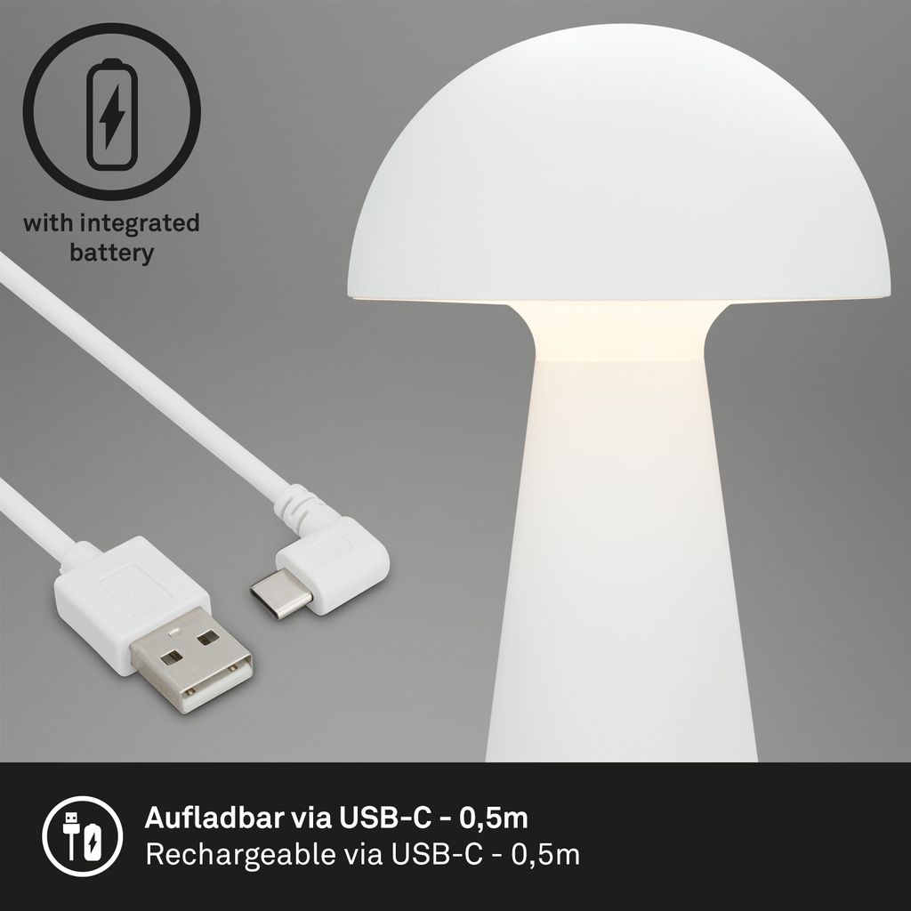 LED cordless table lamp 28 cm 2.6W 300lm white
