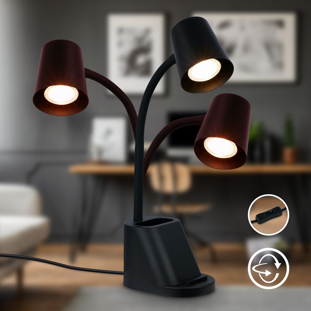 Briloner Pahu Schreibtischlampe, Schwenkbar, Stiftehalter, Schwarz