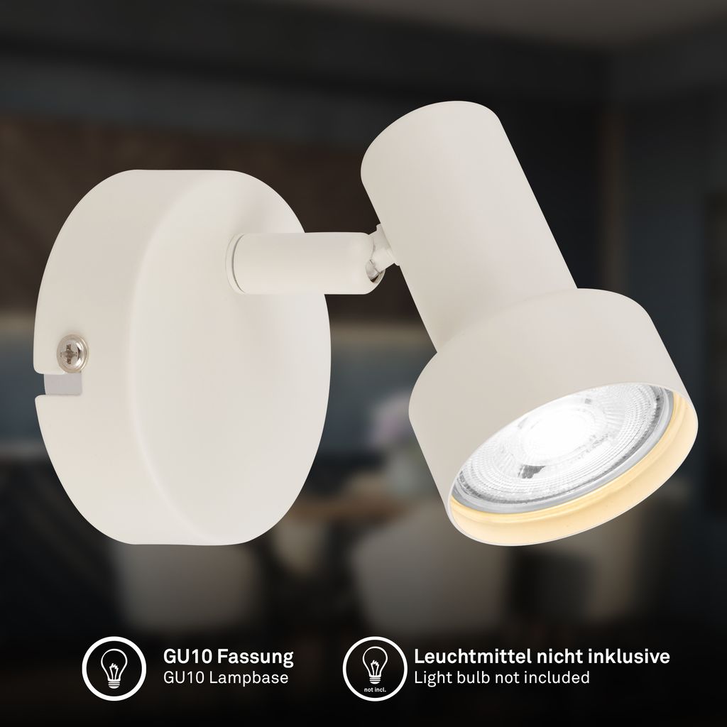 Tapp wall lamp - GU10 socket, max. 9W, adjustable, off-white