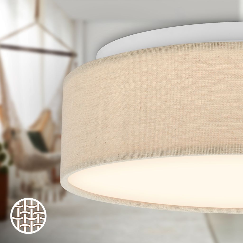 Duck Deckenlampe Ø30 cm - 16W, 1800lm, LED, Warmweiß, Stoffschirm, Beige