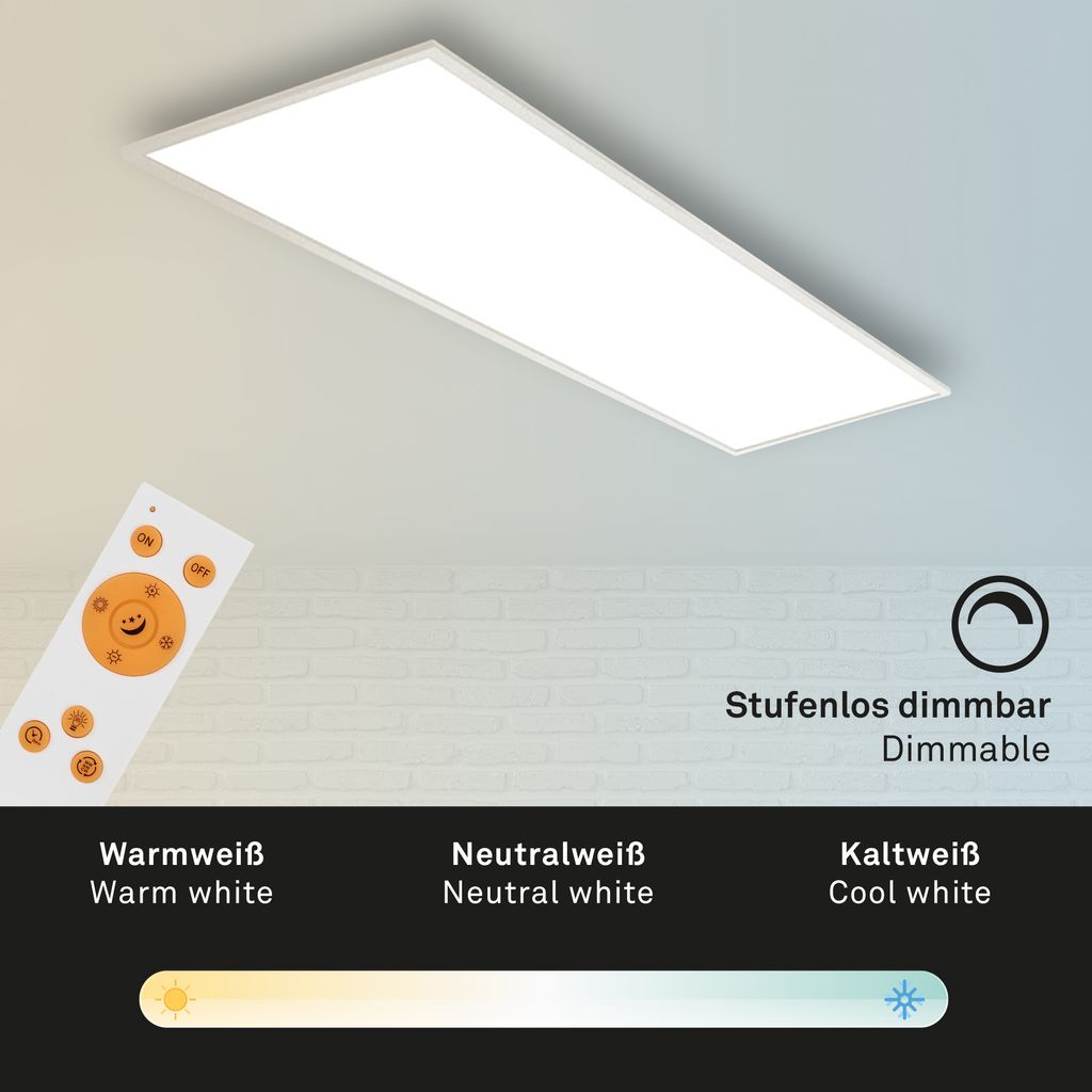 LED Panel Dimmbar Fernbedienung Ultraflach CCT 36 W weiß Metall Briloner 3