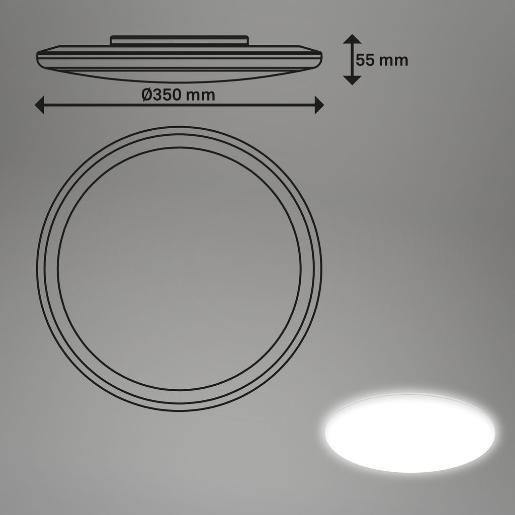 Rowny LED Badlampe, IP54 Spritzwasser- und Staubschutz, 4000 Lumen, Rund 35 cm, Weiß